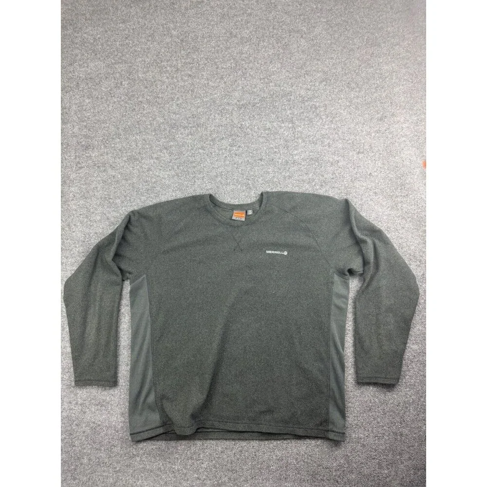 Merrell Sweater Men's XXL Gray Fleece Pullover Crew Neck Logo Outdoor Hiking‎